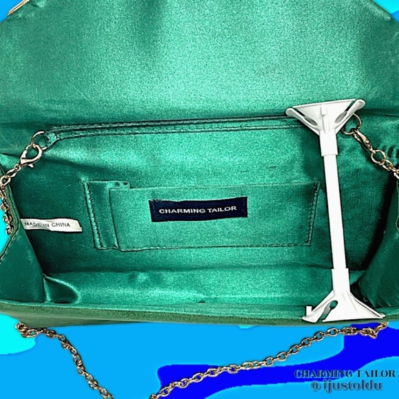 Charming Tailor Fx Suede Evening Handbag Crossbody Envelope Clutch | Chain Strap - Picture 10 of 11